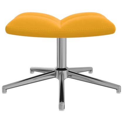 Релаксиращ стол с табуретка, горчица жълто, кадифе