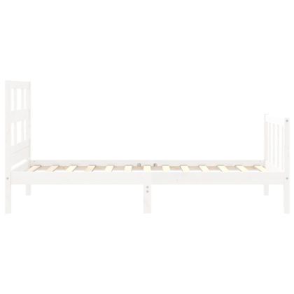 Рамка за легло с табла бяла Small Single дърво масив