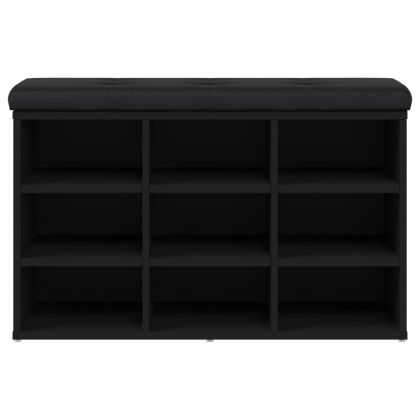 Пейка за обувки, черна, 82x32x50 см, инженерно дърво