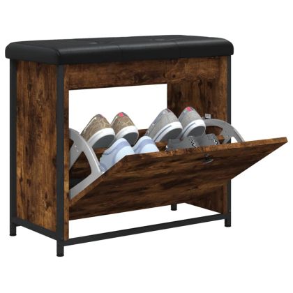 Пейка за обувки с подвижно чекмедже, опушен дъб, 62x32x56 см