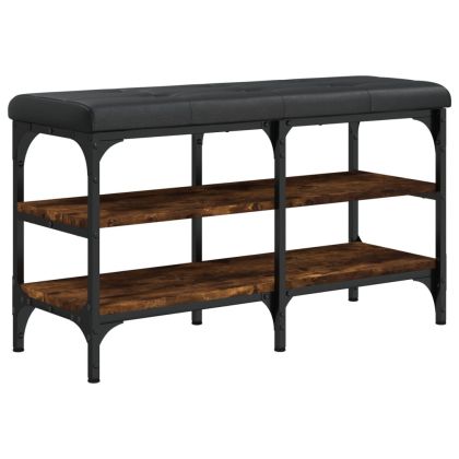 Пейка за обувки, опушен дъб, 82x32x47 см, инженерно дърво