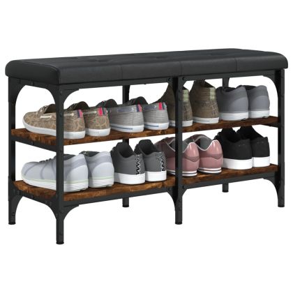 Пейка за обувки, опушен дъб, 82x32x47 см, инженерно дърво