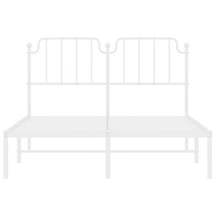 Метална рамка за легло с горна табла, бяла, 150x200 см