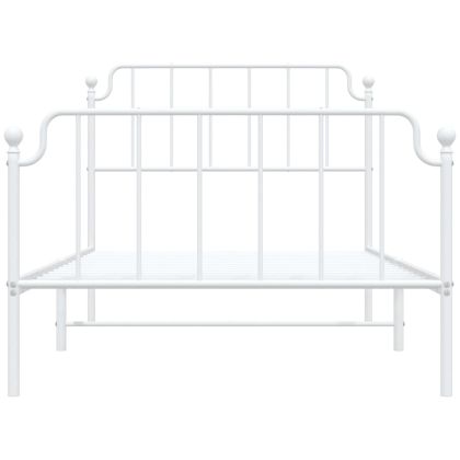 Метална рамка за легло с горна и долна табла, бяла, 107x203 см