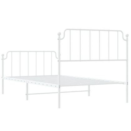 Метална рамка за легло с горна и долна табла, бяла, 107x203 см
