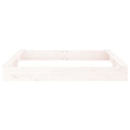 Пясъчник със седалки, бял, квадратен, масивна дървесина бор