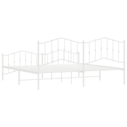 Метална рамка за легло с горна и долна табла, бяла, 200x200 см