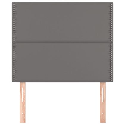 Табла за легло, сива, 100x5x118/128 см, изкуствена кожа