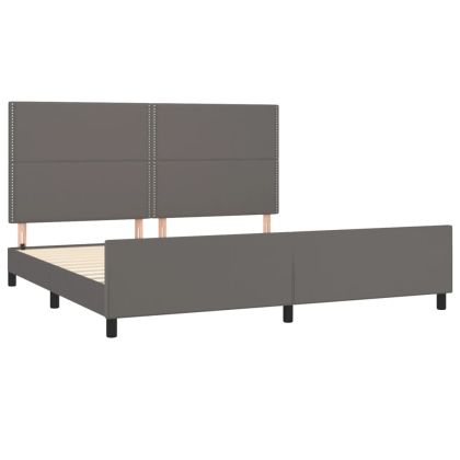 Рамка за легло с табла, сива, 200x200 см, изкуствена кожа