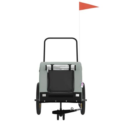 Ремарке за колело за любимци сив и черен Оксфорд плат и желязо