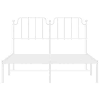Метална рамка за легло с горна табла, бяла, 140x190 см