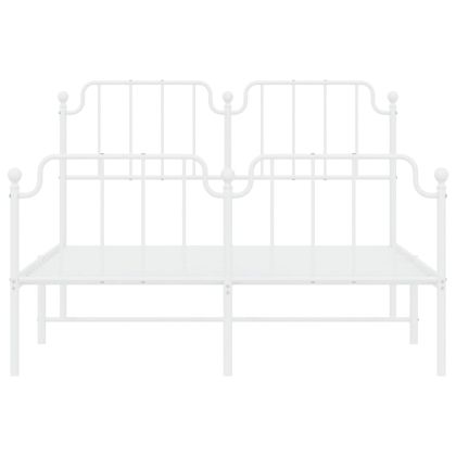 Метална рамка за легло с горна и долна табла, бяла, 140x200 см