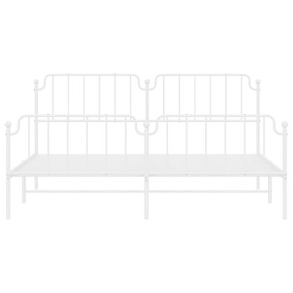 Метална рамка за легло с горна и долна табла, бяла, 193x203 см