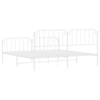 Метална рамка за легло с горна и долна табла, бяла, 193x203 см