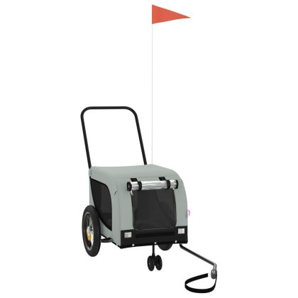 Ремарке за колело за любимци сив и черен Оксфорд плат и желязо