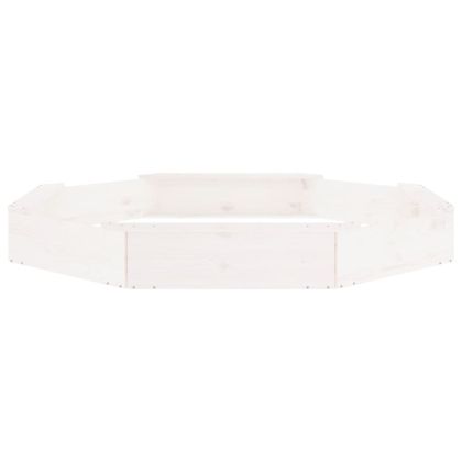 Пясъчник със седалки, бял, осмоъгълен, масивна дървесина бор