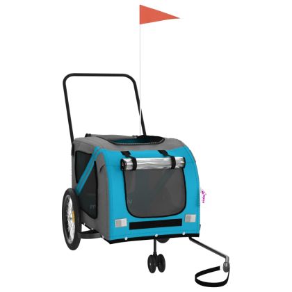 Ремарке за колело за любимци син и сив Оксфорд плат и желязо