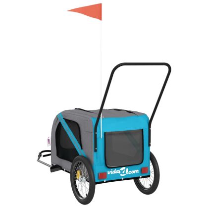 Ремарке за колело за любимци син и сив Оксфорд плат и желязо