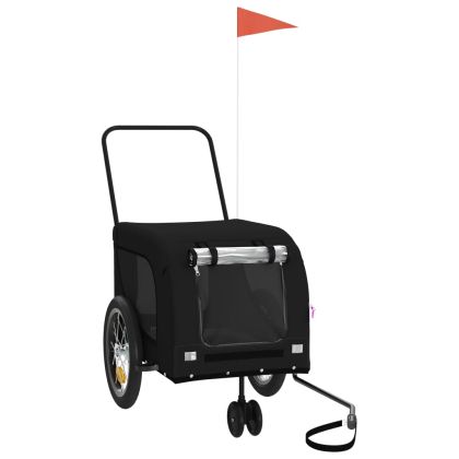 Ремарке за колело за любимци черно Оксфорд плат и желязо