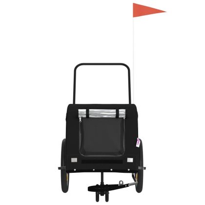 Ремарке за колело за любимци черно Оксфорд плат и желязо