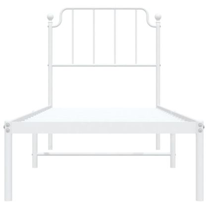 Метална рамка за легло с горна табла, бяла, 80x200 см