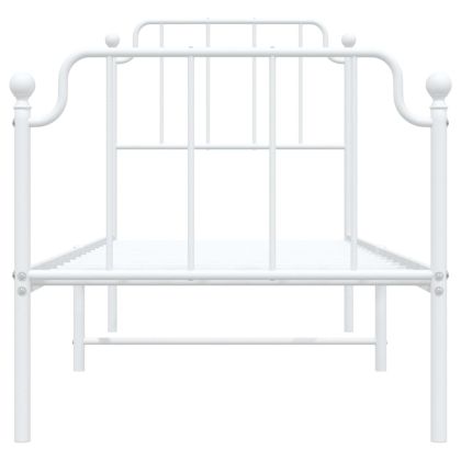 Метална рамка за легло с горна и долна табла, бяла, 75x190 см