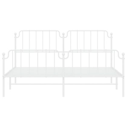 Метална рамка за легло с горна и долна табла, бяла, 183x213 см