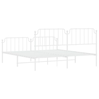 Метална рамка за легло с горна и долна табла, бяла, 183x213 см