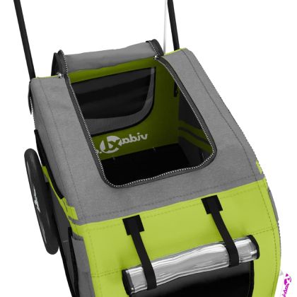 Ремарке за колело за любимци зелен и сив Оксфорд плат и желязо