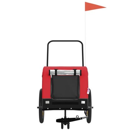 Ремарке за колело за любимци черно червено Оксфорд плат желязо