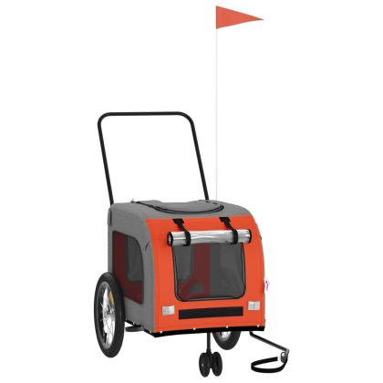 Ремарке за колело за любимци оранжев и сив Оксфорд плат желязо