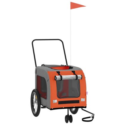 Ремарке за колело за любимци оранжев и сив Оксфорд плат желязо