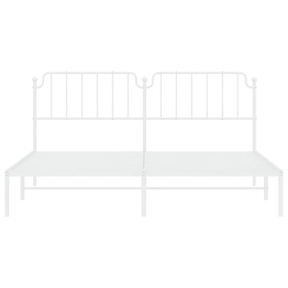 Метална рамка за легло с горна табла, черна, 193x203 см