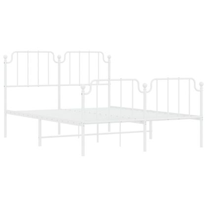 Метална рамка за легло с горна и долна табла, бяла, 140x190 см
