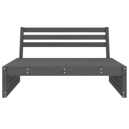 Градински среден диван, сив, 120x80 см, борово дърво масив