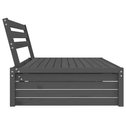 Градински среден диван, сив, 120x80 см, борово дърво масив