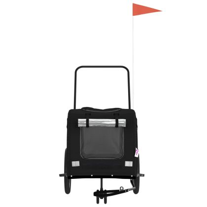 Ремарке за колело за любимци черно Оксфорд плат и желязо