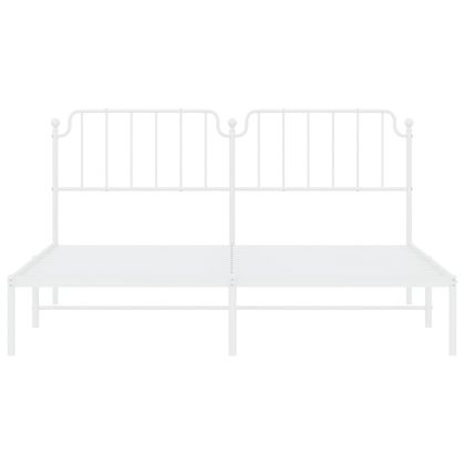 Метална рамка за легло с горна табла, бяла, 160x200 см