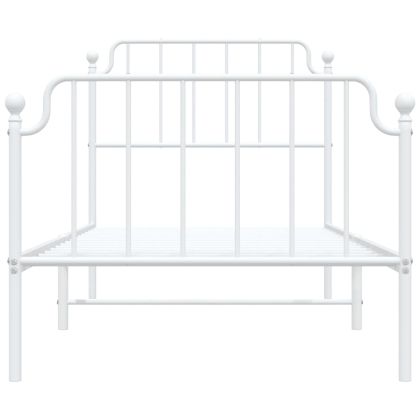 Метална рамка за легло с горна и долна табла, бяла, 90x200 см
