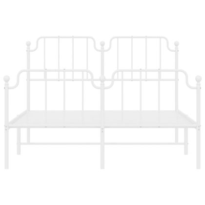 Метална рамка за легло с горна и долна табла, бяла, 135x190 см