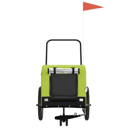 Ремарке за колело за любимци зелено черно Оксфорд плат и желязо