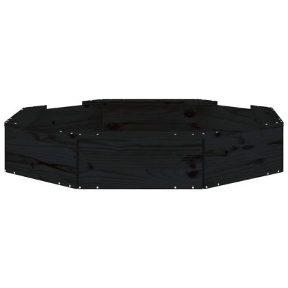 Пясъчник със седалки, черен, осмоъгълен, масивна дървесина бор