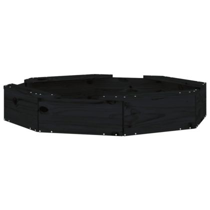 Пясъчник със седалки, черен, осмоъгълен, масивна дървесина бор