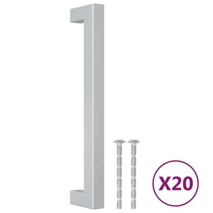 Дръжки за шкафове, 20 бр, сребристи, 160 мм, неръждаема стомана