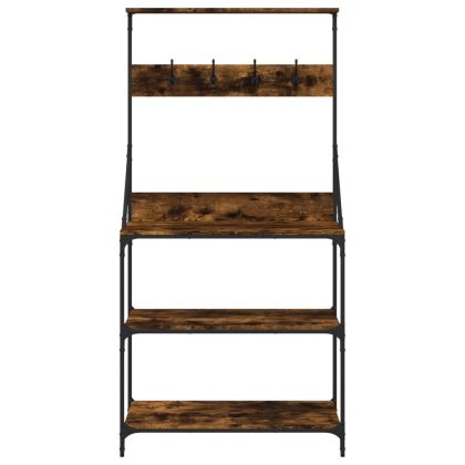 Стелаж за пекарна с куки, 4 нива, опушен дъб, инженерно дърво