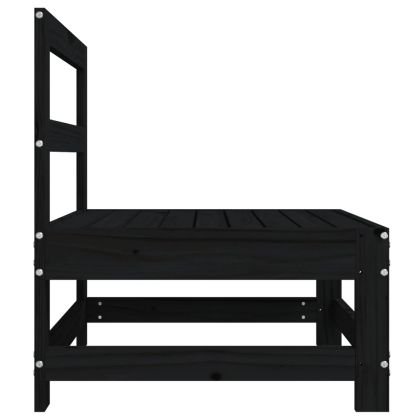 Градински среден диван, черен, бор масив