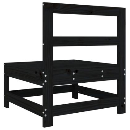 Градински среден диван, черен, бор масив