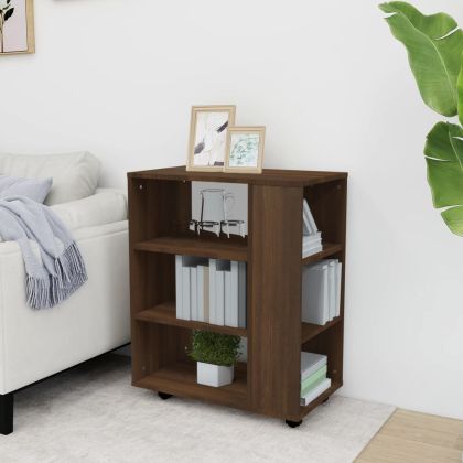 Шкаф с колелца, кафяв дъб, 60x35x75 см, инженерно дърво