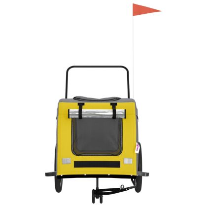 Ремарке за колело за любимци жълт и сив Оксфорд плат и желязо