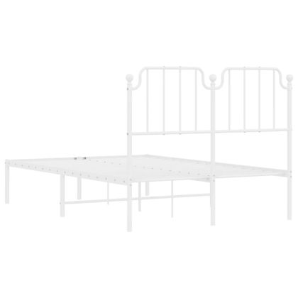Метална рамка за легло с горна табла, бяла, 120x200 см